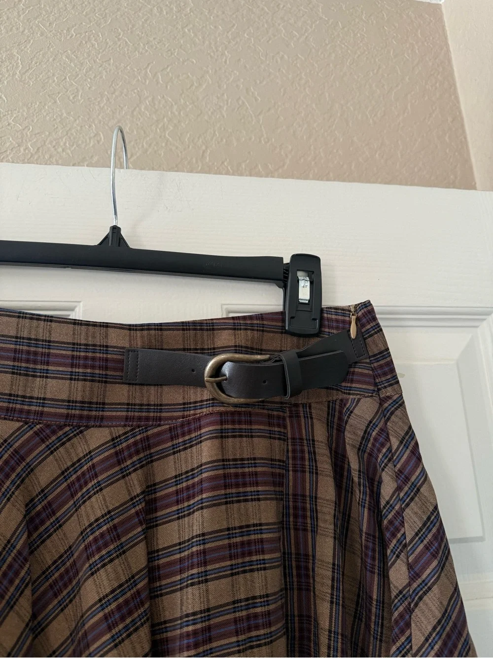 BNWT Zara Brown Plaid Asymmetrical Fairy Hem Mini Skirt